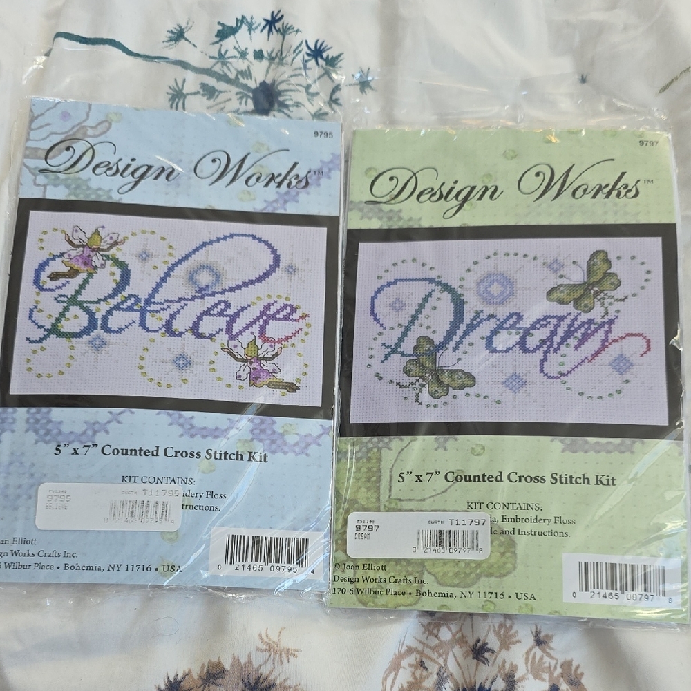 Design Works Cross Stitch Kit Set - Believe & Dream